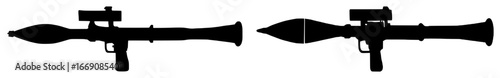 Silhouettes of a sniper rifle, black color isolated on white background