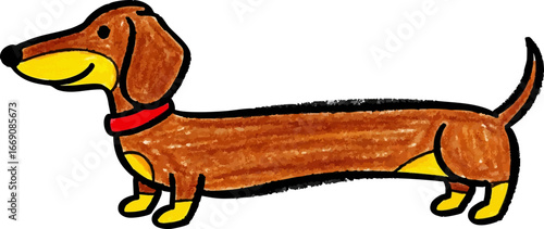 Exaggeratedly Long Crayon Wiener Dog
