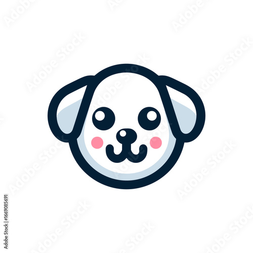 Cute cartoon dog face icon logo