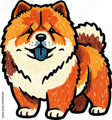 Fluffy Chow Chow with its Blue Tongue Out