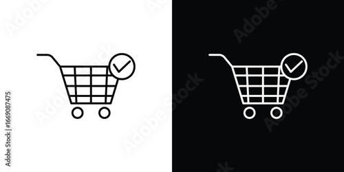 Shopping cart check icon. Simple Minimal Pictogram. Vector