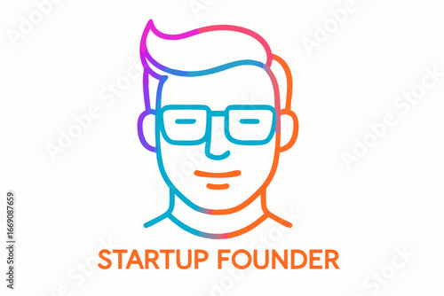 Startup Founder's Profile: A minimalist illustration of a startup founder, representing innovation, technology, and entrepreneurial spirit, suitable for branding, profiles, or articles.