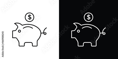 Piggy bank icon. Simple Minimal Pictogram. Vector