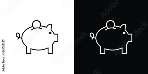 Piggy bank icon. Simple Minimal Pictogram. Vector