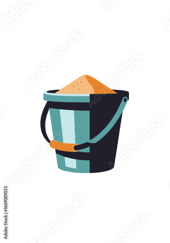 Beach Bucket Filled with Sand A Simple Icon for Summer Fun and Playtime Activities