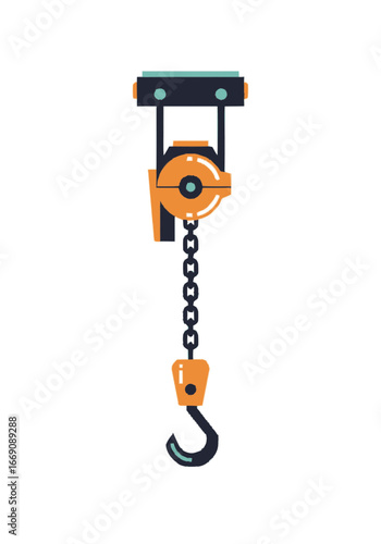 Essential chain hoist illustration with sturdy hook and durable chain, vital for heavy lifting and material handling in construction and industrial settings