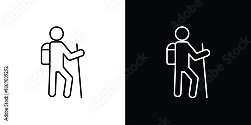 Hiking icon. Simple Minimal Pictogram. Vector