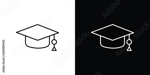 Graduation cap icon. Simple Minimal Pictogram. Vector