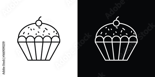 Cupcake icon. Simple Minimal Pictogram. Vector