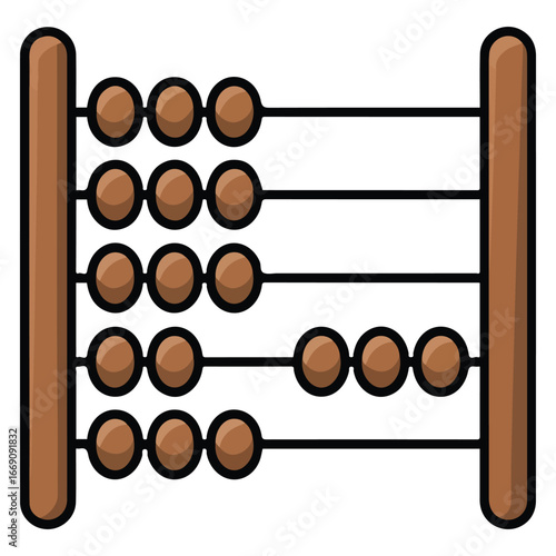 Wooden abacus calculator hand drawn cartoon vector isolated image