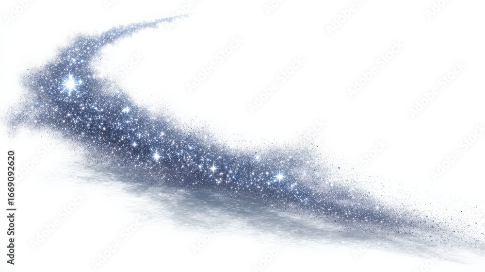 Fototapeta premium Glittering Cosmic Dust Trail against White Background for Abstract or Science-Fiction Themes