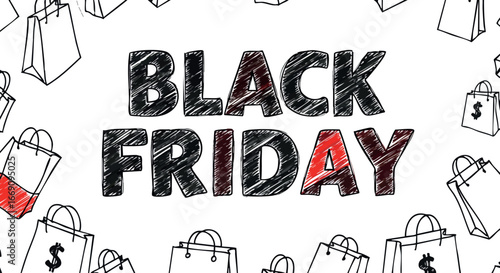 Black Friday shopping bags sale discount concept vector illustration marketing design 