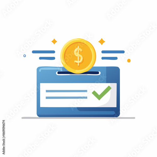 Gold Coin Dropping Into Blue Donation Box