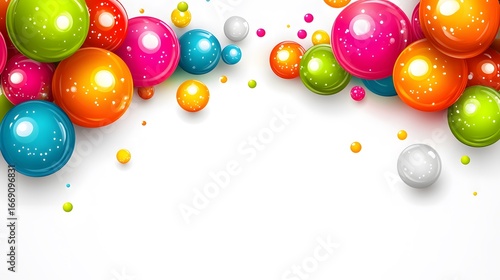 Colorful Glossy Spheres Background Design Bright Vivid Rainbow Balls