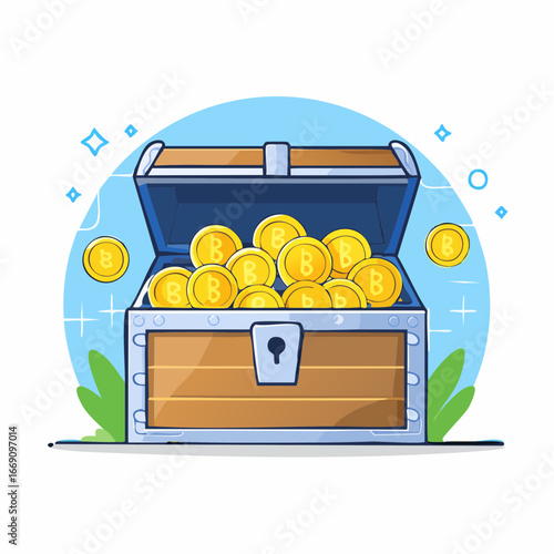 Open Treasure Chest Filled With Gold Coins