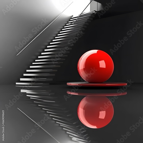Modern Architecture Interior Red Sphere Staircase Design