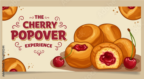 Cherry popover period vector delicious cherry popover recipe and experience for baking enthusiasts and dessert lovers to enjoy making