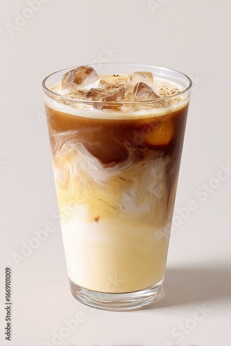 Iced and Hot Latte Coffee with Milk Swirl