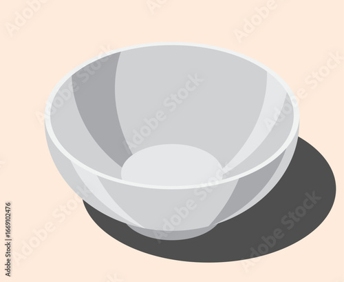 Isometric bowl. Empty bowl. Isometric cutlery. Isometric tableware. Vector illustration