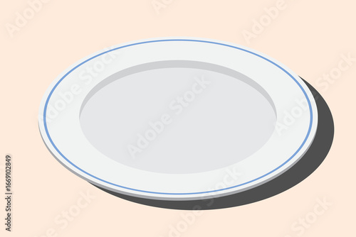 Isometric plate. Empty plate. Isometric cutlery. Isometric tableware. Vector illustration