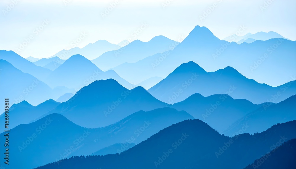 Obraz premium Blue Mountain Range Panorama.