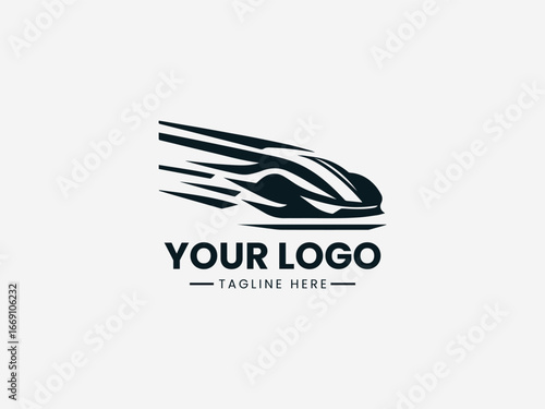 Dynamic speeding car with motion lines and sleek design in automotive vector logo