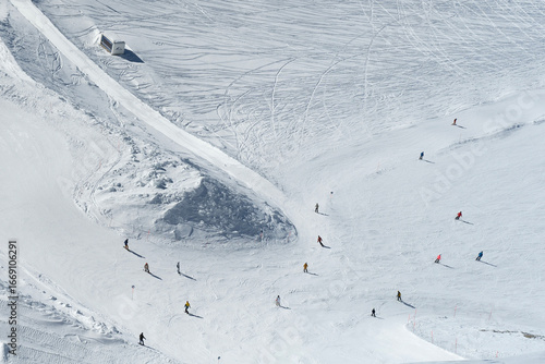 Aerial View of Austrian Alps Ski Slopes