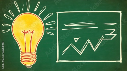 Bright Idea Chalkboard Drawing Business Growth Concept