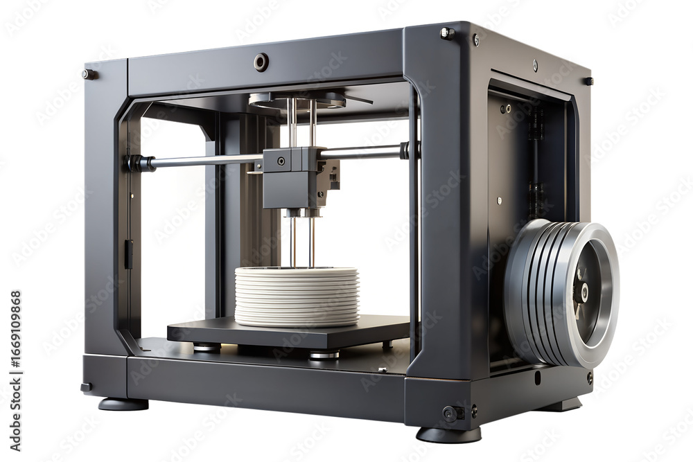 Fototapeta premium 3d printer with filament spool, isolated on transparent background