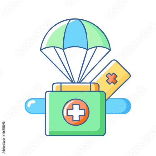 Medical supply delivery via parachute, ensuring rapid and efficient support operations