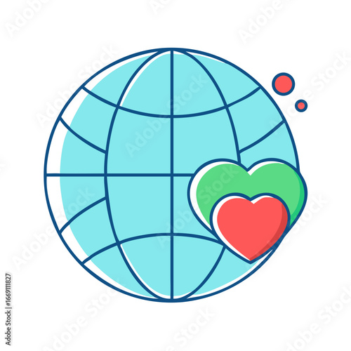Global Harmony and Wellbeing with Intertwined Hearts Symbolizing Health and Love