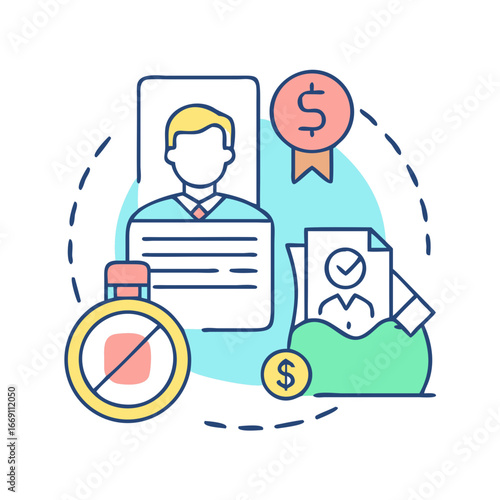 Illustrative depiction of applicant screening and verification for financial security and success