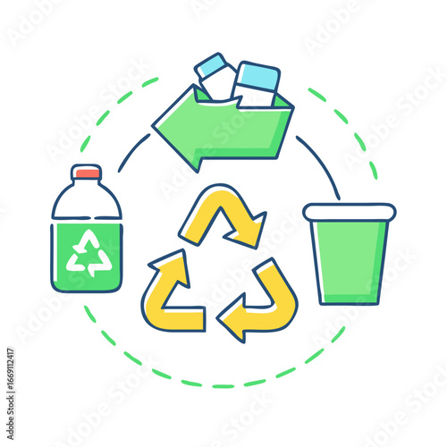 A bright, colorful illustration promoting the importance of recycling materials
