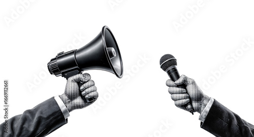 Concept of communication megaphone and microphone
