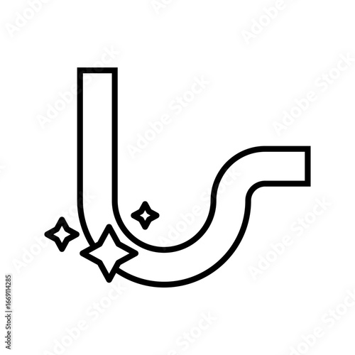 Trap pipe in cross section view vector icon. New clean of inside. Equipment for install under sink and floor drain for sewage, water drainage from kitchen, bathroom, toilet and shower room.
