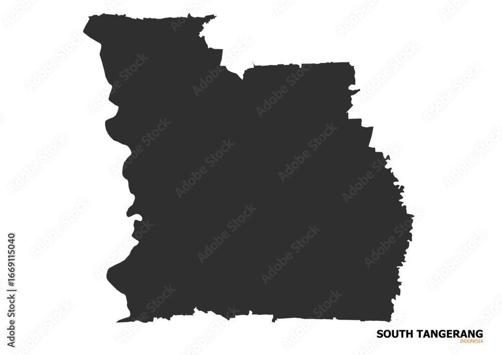 Obraz premium Vector silhouette city map of South Tangerang in Indonesia 