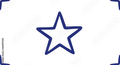 A simple, hand-drawn blue star is centered on a white background, with partial star shapes in each corner.