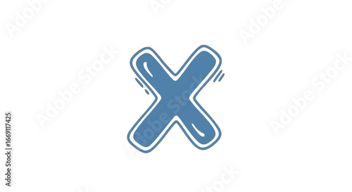 A simple, stylized blue letter "X" with a hand-drawn, slightly textured appearance and a subtle motion blur effect, set against a plain white background.