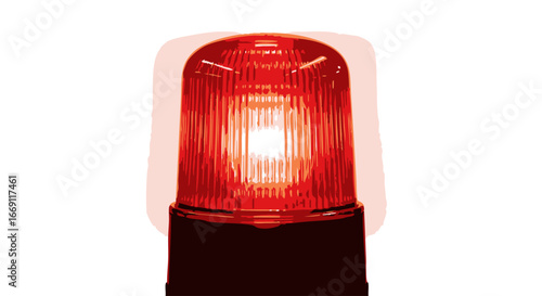 A bright, illuminated red emergency light, glowing intensely, signaling a warning.