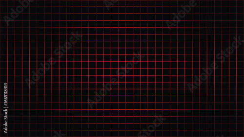 Abstract geometric pattern with glowing red and white lines on a dark background creating a futuristic digital grid effect