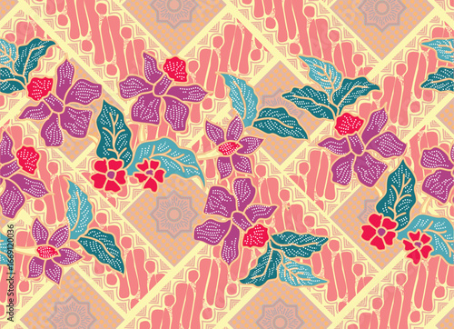 Indonesian batik motifs with very exclusive floral patterns in various contemporary colors