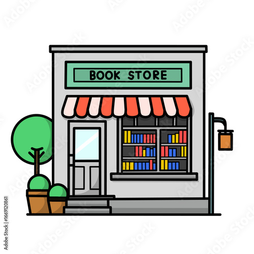 A simple bookshop illustration, use it for your editing and for posters, it's also perfect for stickers and icons.