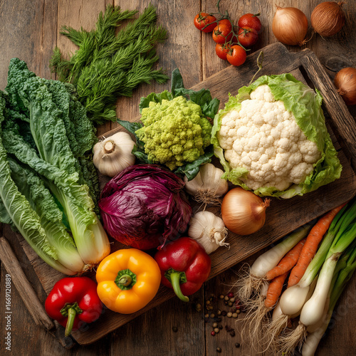 Fresh vegetables on table