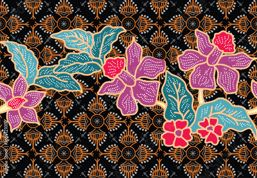 Indonesian batik motifs with very exclusive floral patterns in various contemporary colors