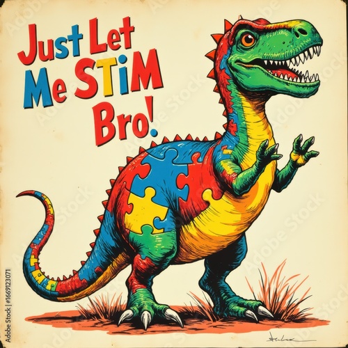 Just Let Me Stim Bro Dinosaur Puzzle Design product