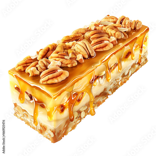 Caramel and Walnut Slice with Drizzled Topping