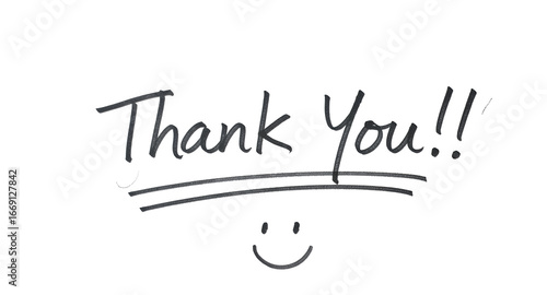 A Handwritten Thank You Message with Smiley Face.