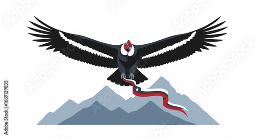 Majestic Andean Condor Soaring Above Mountain Peaks A Symbol of Freedom and National Pride