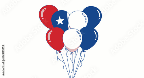 Balloons with Colors of the Chilean Flag Celebration and Patriotism