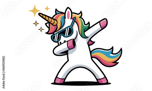 Cool Unicorn Dab Cartoon Illustration